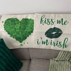 Green Shamrock and Kiss Me I'm Irish Pillow Covers